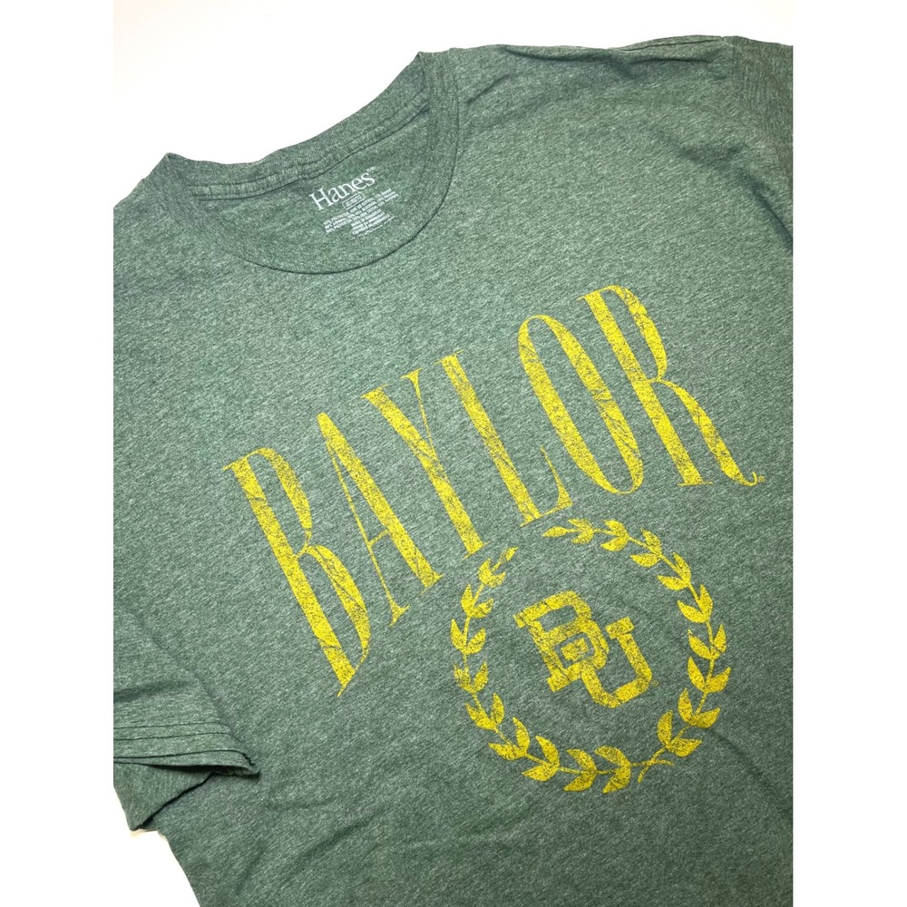 Hanes Baylor Bears T-Shirt Mens XL Green Heathered Vintage Distressed Logo Tee
